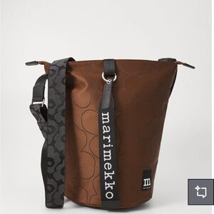 Marimekko Chocolate Brown Crossbody Bag with Black Details